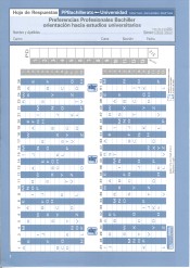 Preferencias profesionales Bachillerato. Hoja de respuesta paquete de 25 de Ciencias de la Educación Preescolar y Especial (CEPE)